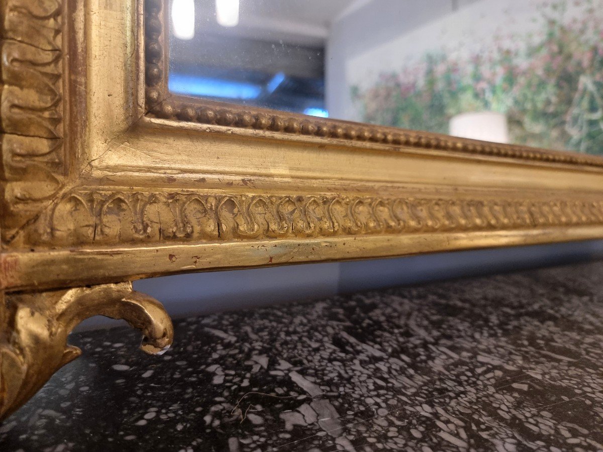 Grand Miroir d'époque Louis XVI - Bois Doré - Fin 18ème-photo-2