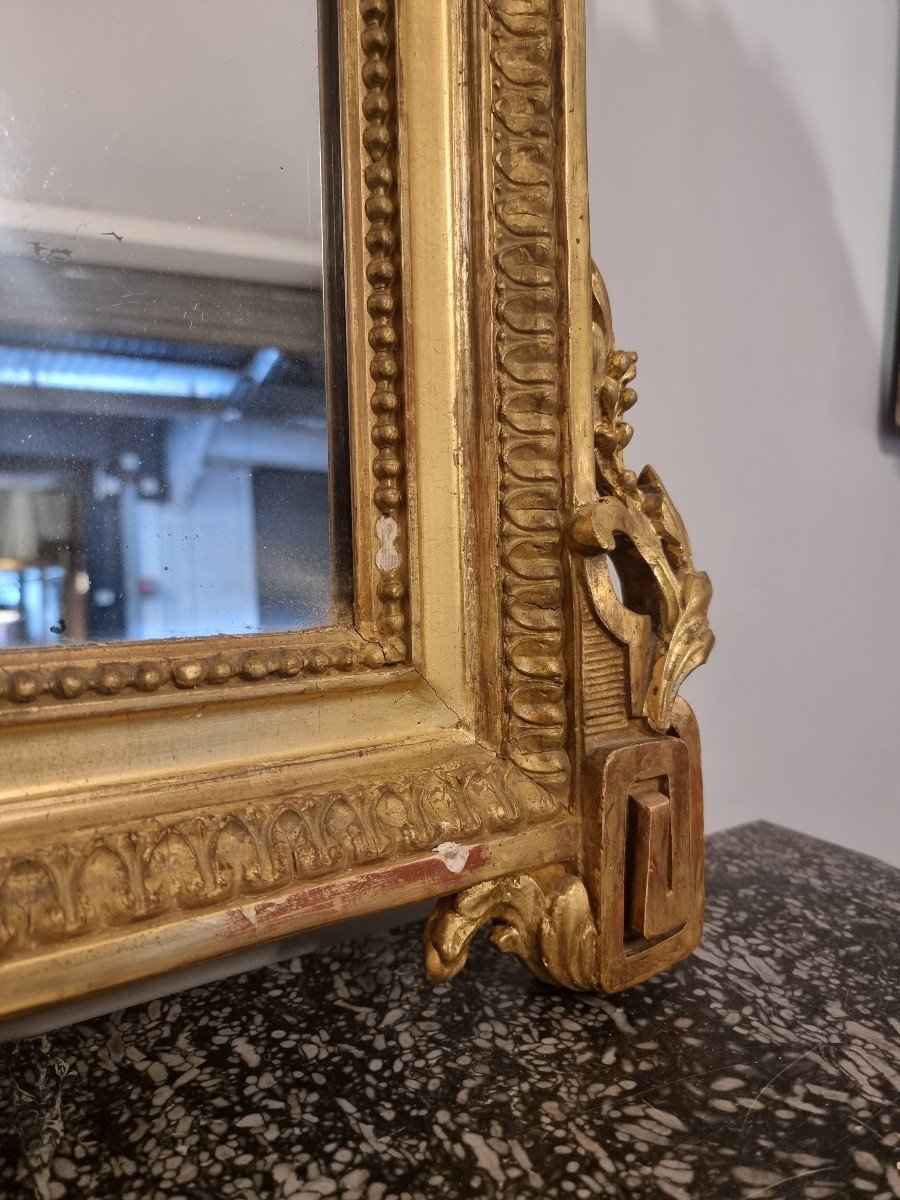 Grand Miroir d'époque Louis XVI - Bois Doré - Fin 18ème-photo-6