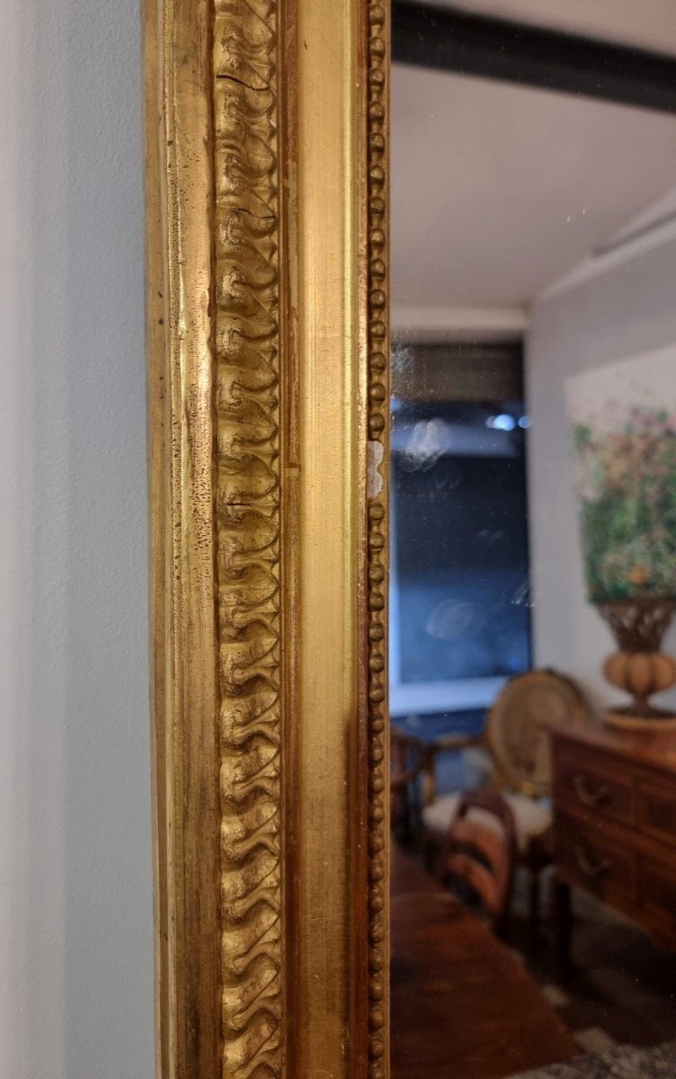 Proantic: GRAND MIROIR EN BOIS ET PEINTURE DORÉE , PÉRIODE 800