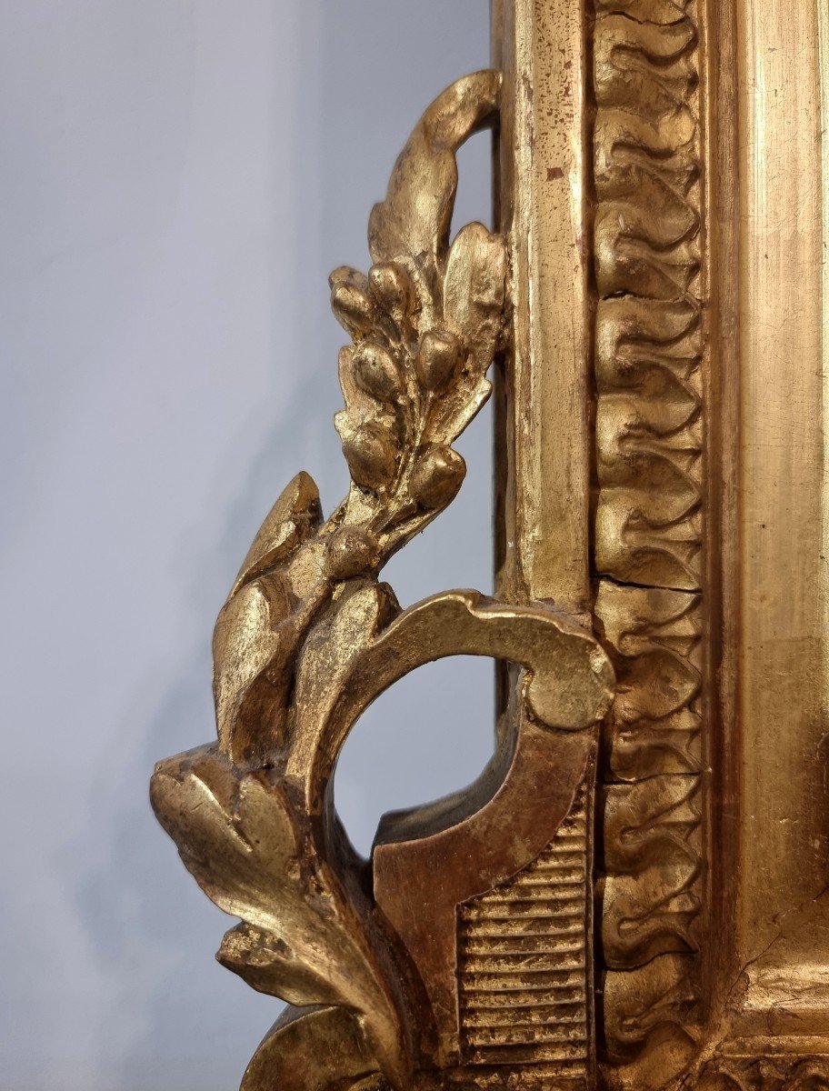 Grand Miroir d'époque Louis XVI - Bois Doré - Fin 18ème-photo-9