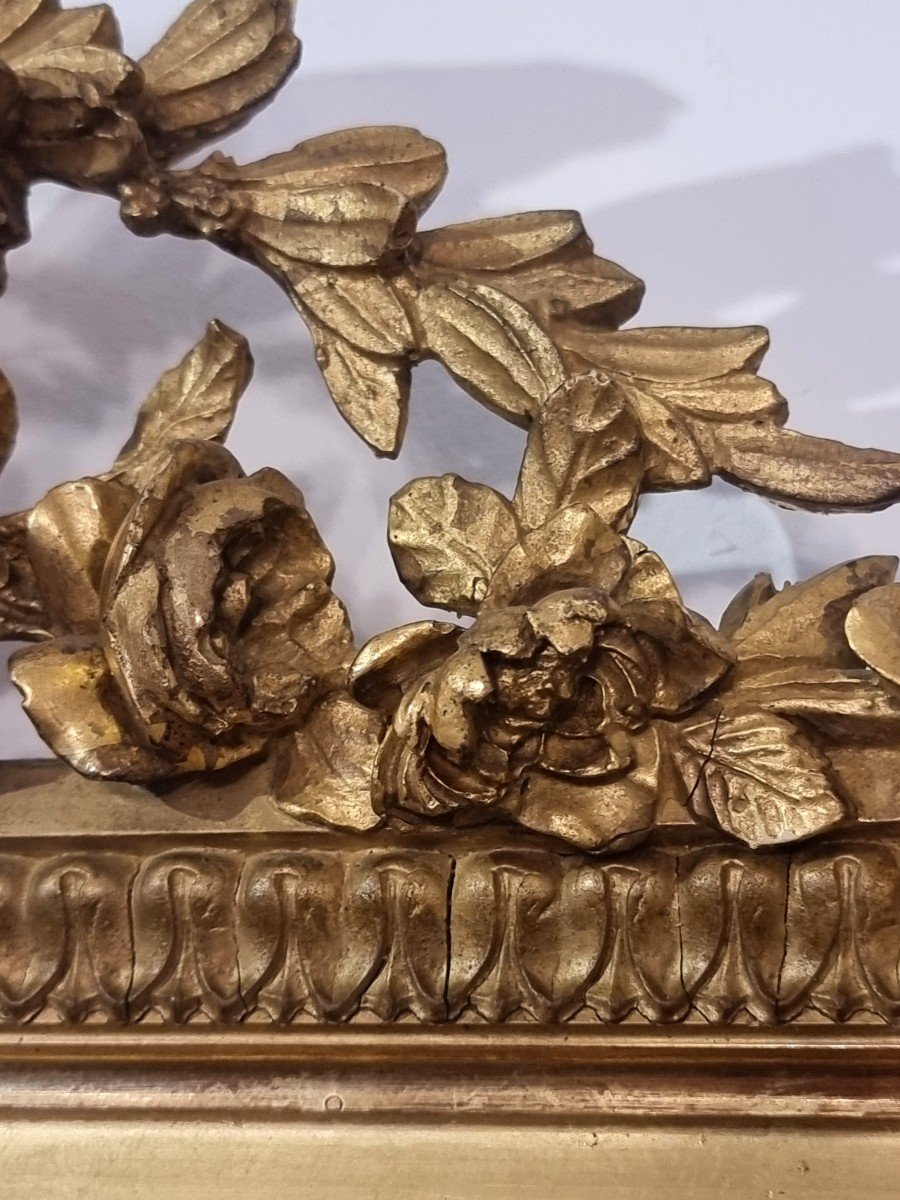 Grand Miroir d'époque Louis XVI - Bois Doré - Fin 18ème-photo-13
