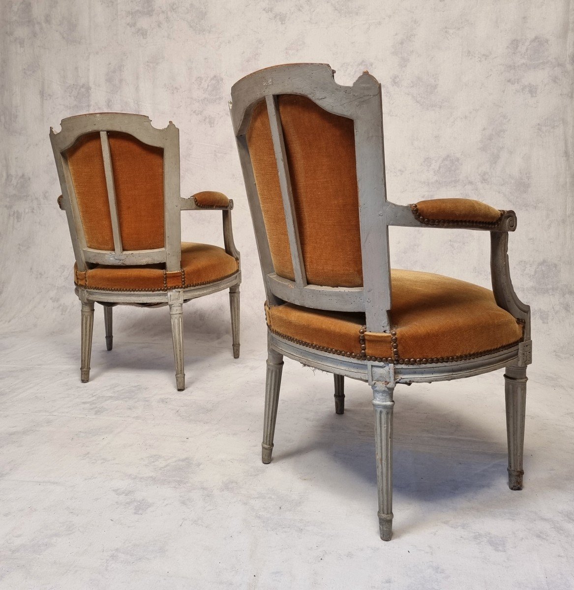 Pair Of Louis XVI Armchairs - Lacquered Wood - 18th-photo-2