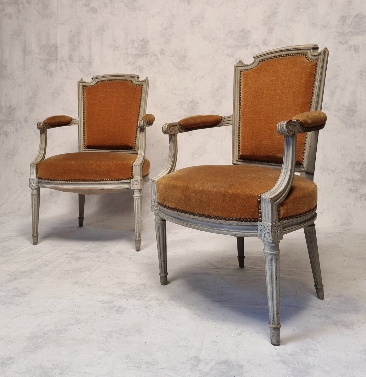 Pair Of Louis XVI Armchairs - Lacquered Wood - 18th