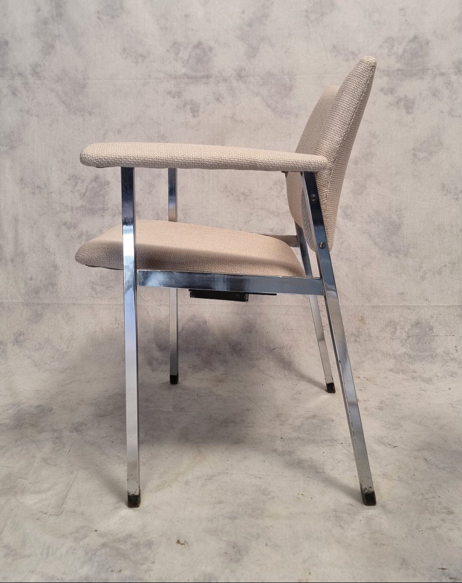 Paire De Fauteuils à Strapontin - Fritz Hansen - Métal Chromé - Ca 1970 -photo-4