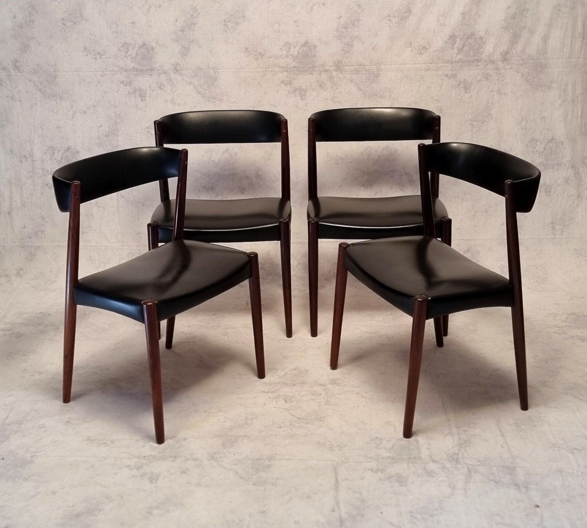 Series Of Four Scandinavian Chairs - Vejle Mobelfabrik - Rosewood - Ca 1960-photo-2
