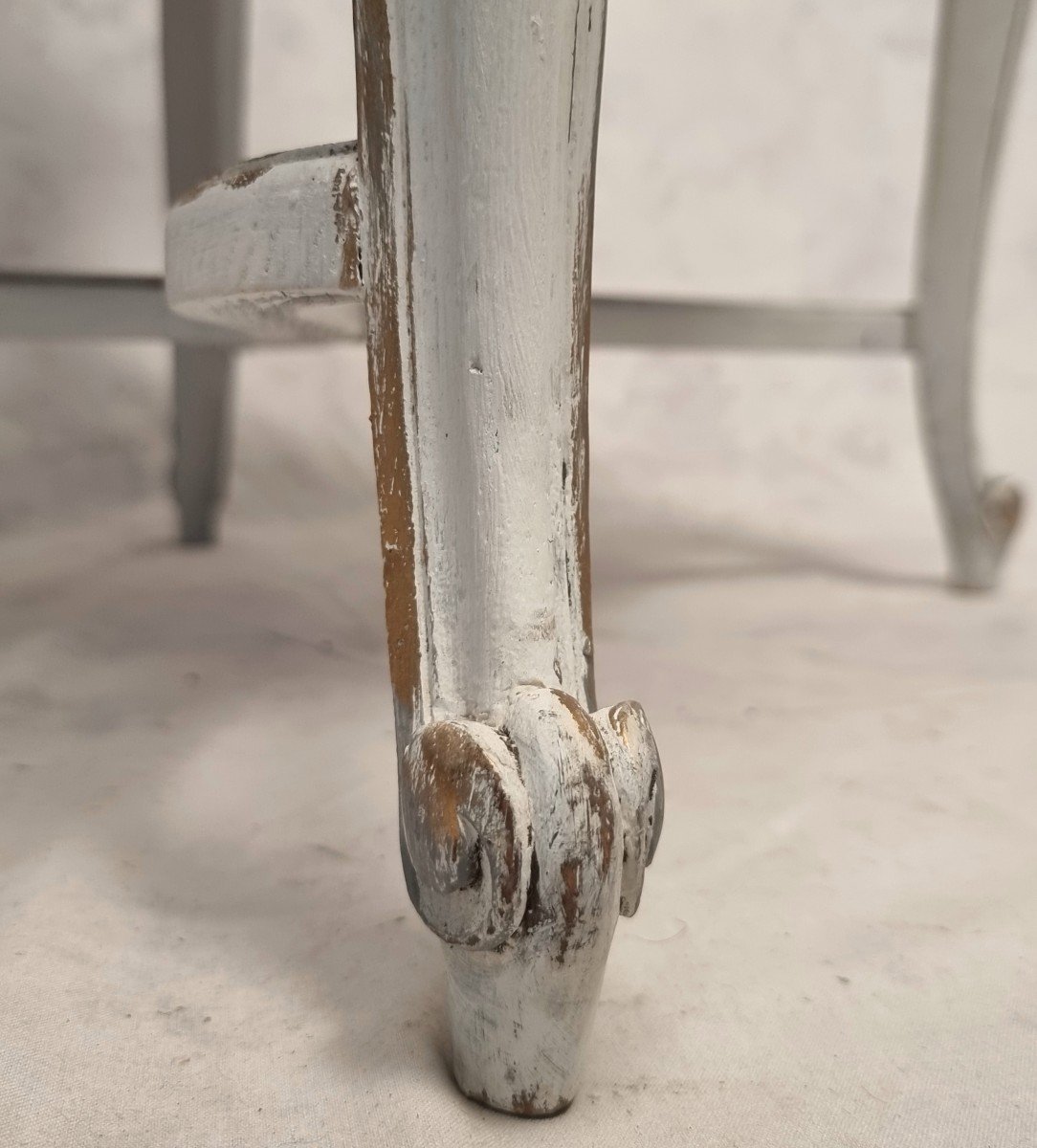 Paire De Fauteuils Cannés De Style Régence - Bois Peint - 19ème-photo-7
