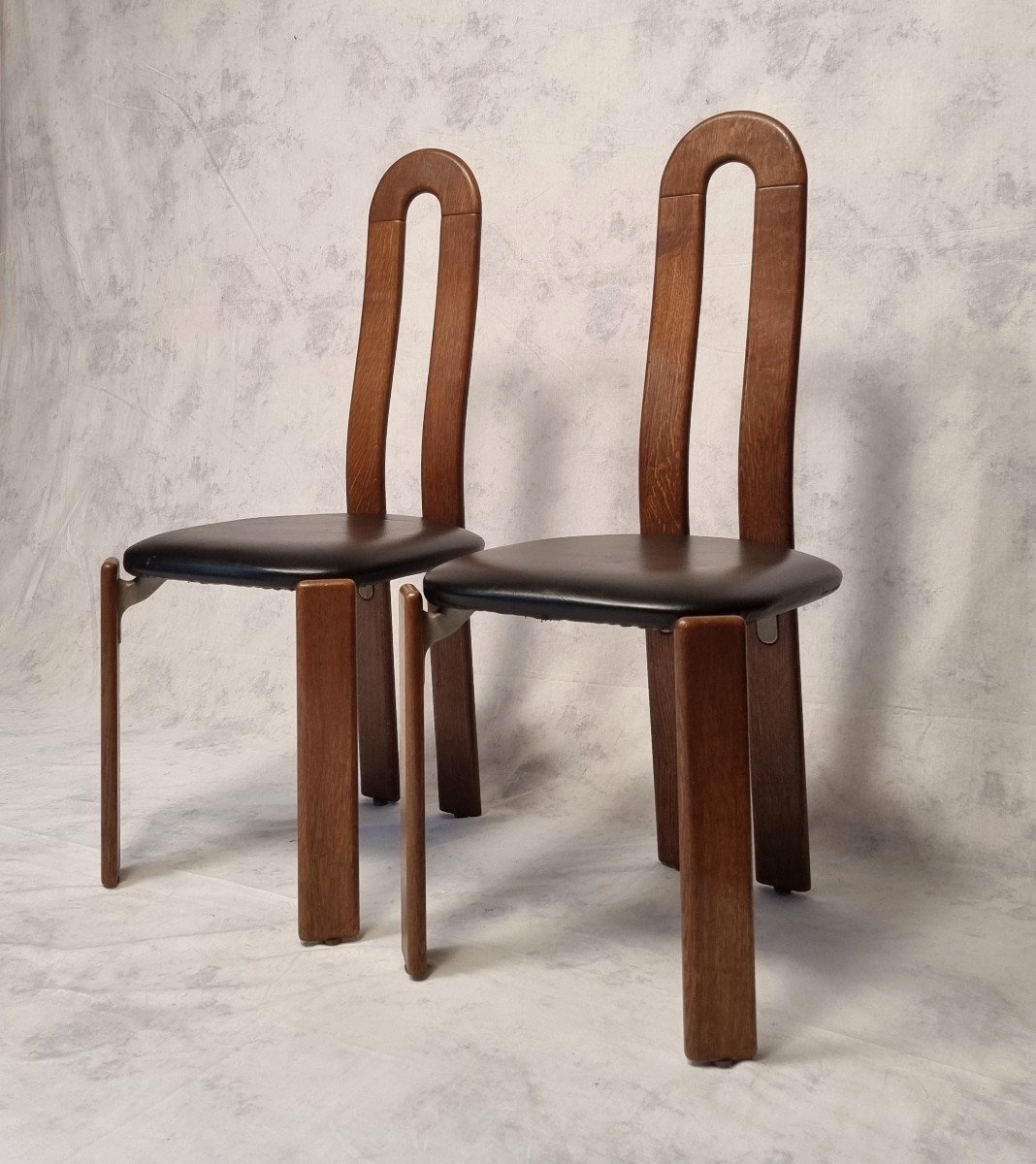 Pair Of Bruno Rey Chairs - Dietiker, The "stuhl Aus Stein Am Rhein" Workshop - Oak - Ca 1970