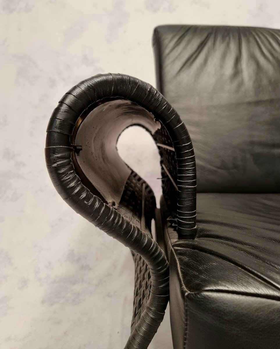 Pair Of Armchairs By Borek Sipek - Neo Baroque - Leather - Ca 1980-photo-6