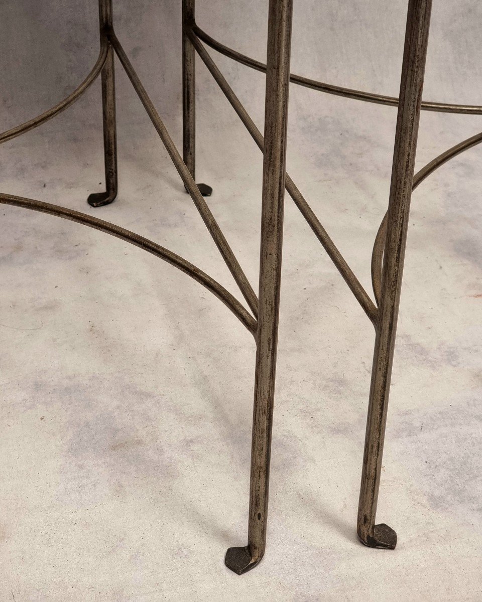 Pair Of Modernist Half Moon Consoles - Wrought Iron - Ca 1970-photo-7