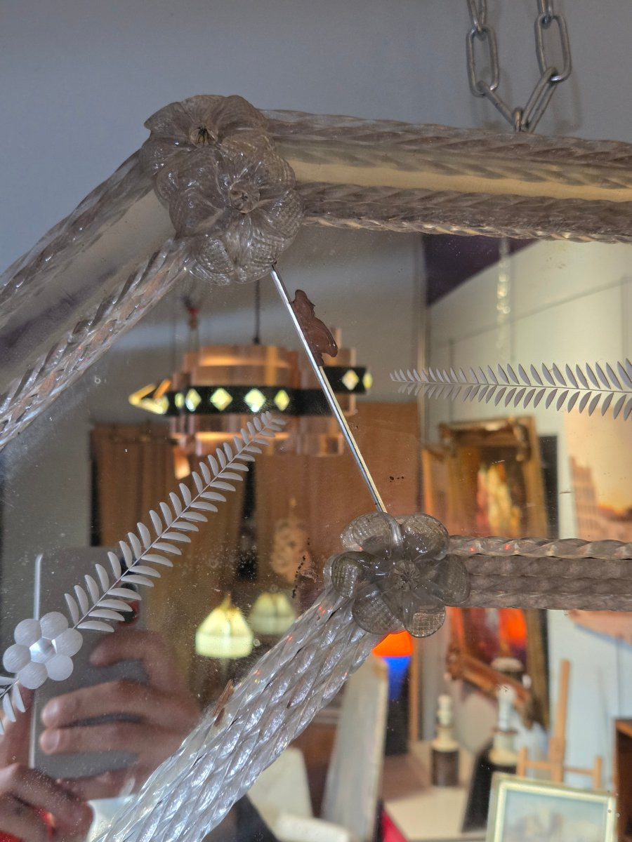 Miroir vénitien à fleur - 20ème siècle -photo-4