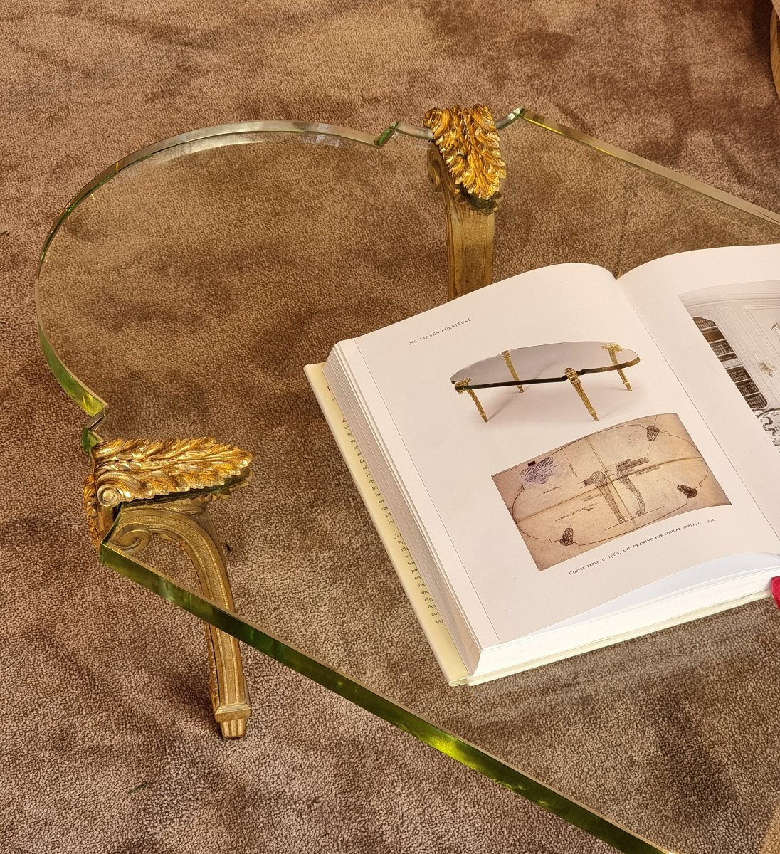 Very Rare Maison Jansen Coffee Table. Bronze And Saint Gobain Glass. 1960s.-photo-5