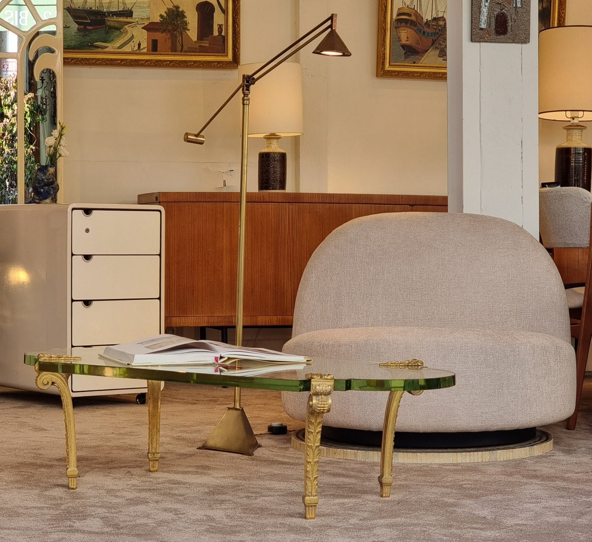 Very Rare Maison Jansen Coffee Table. Bronze And Saint Gobain Glass. 1960s.-photo-6