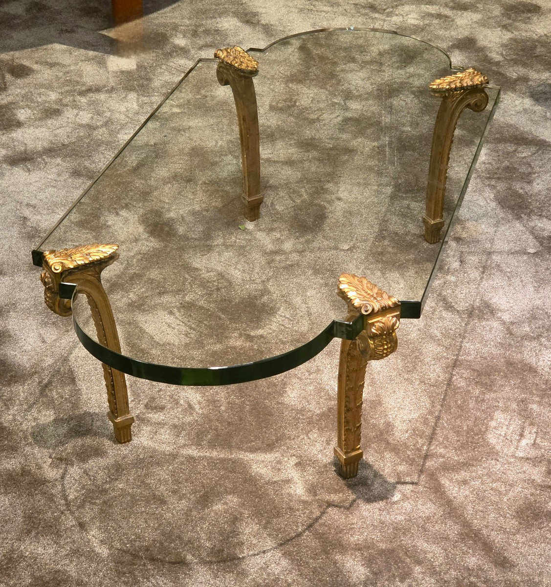 Very Rare Maison Jansen Coffee Table. Bronze And Saint Gobain Glass. 1960s.