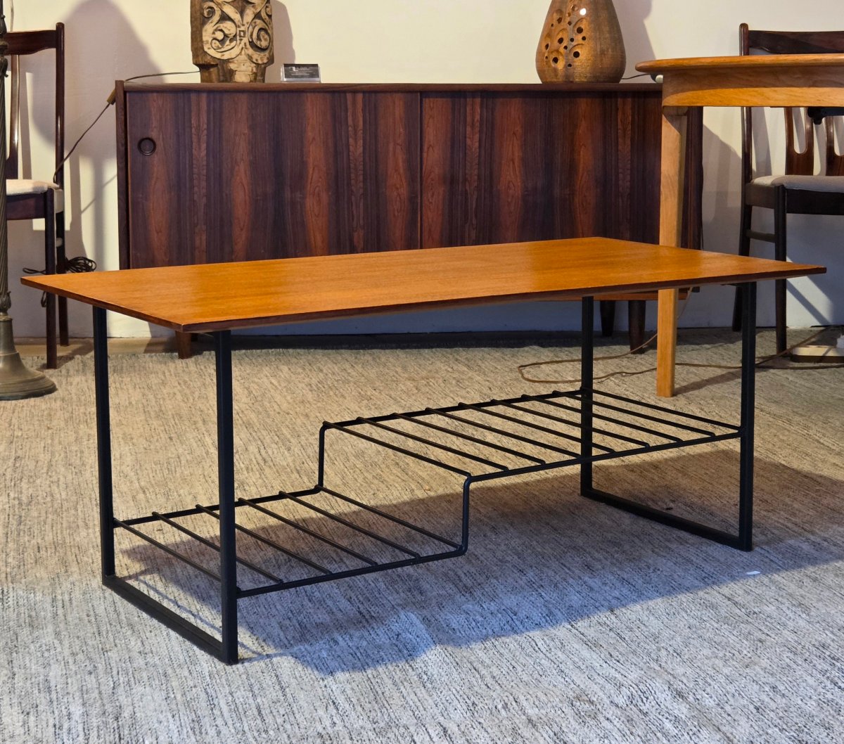 Vintage French Modernist Coffee Table Made Of Oak. -photo-2