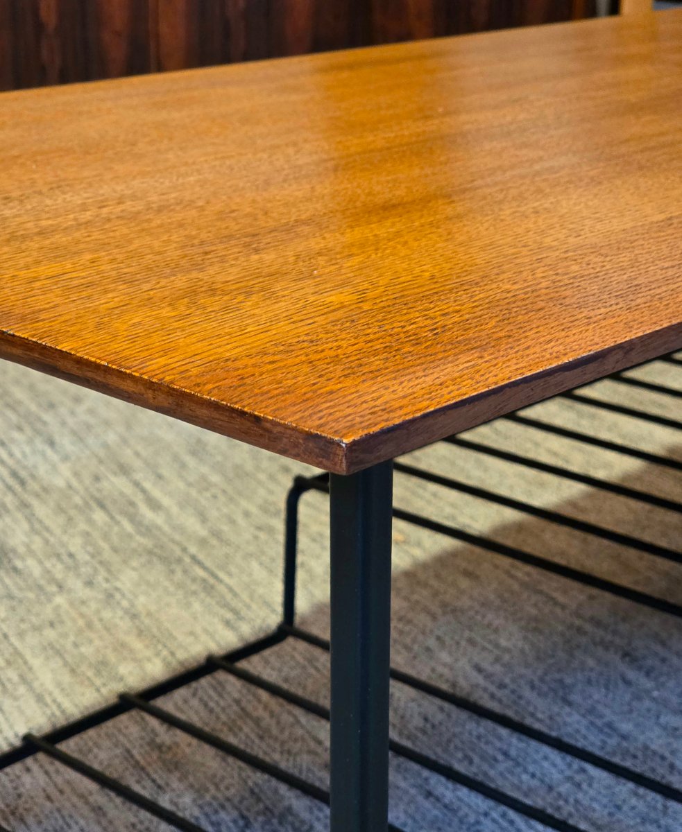 Vintage French Modernist Coffee Table Made Of Oak. -photo-3