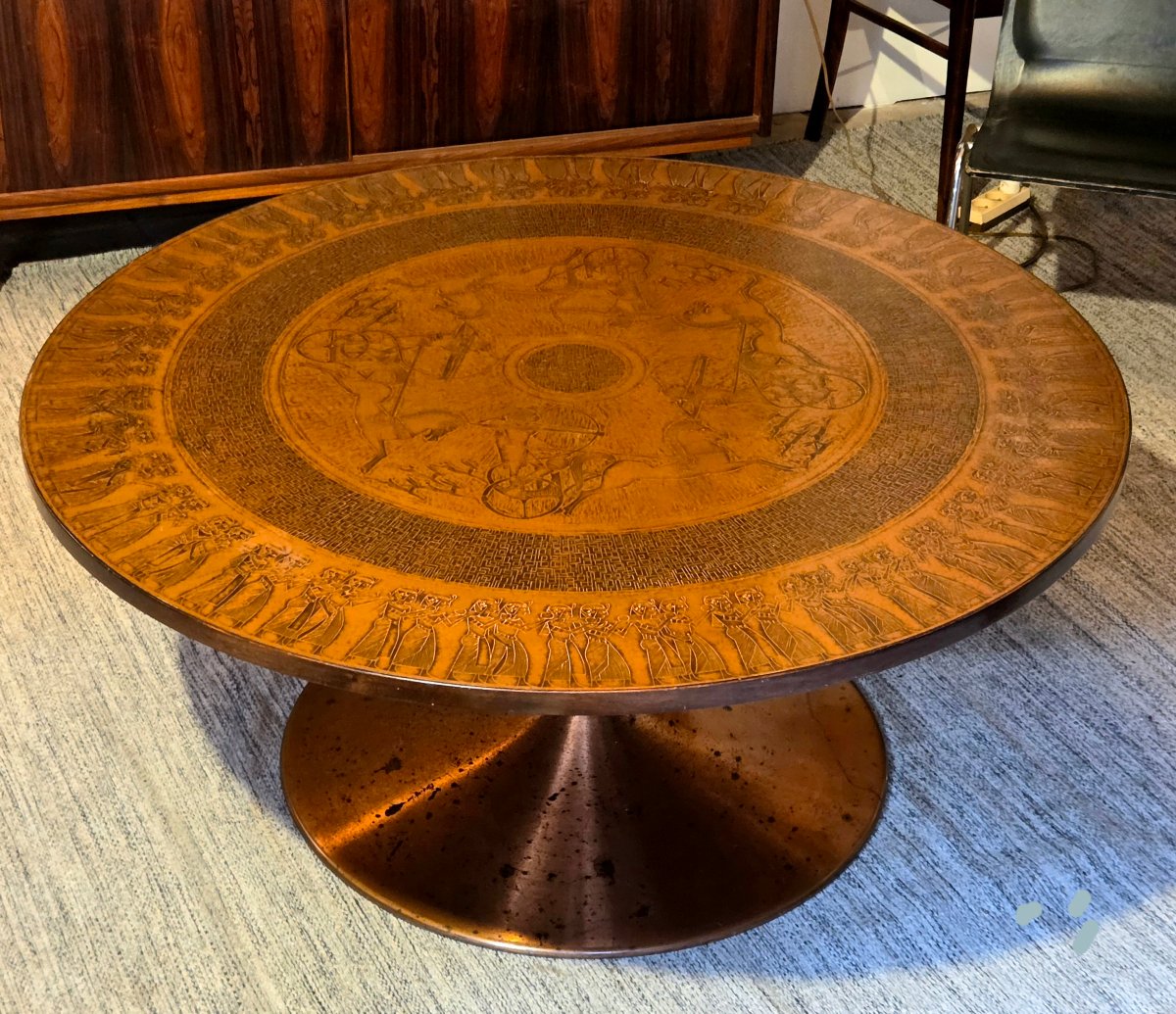 Table basse vintage cuivre 1970 cuivre 