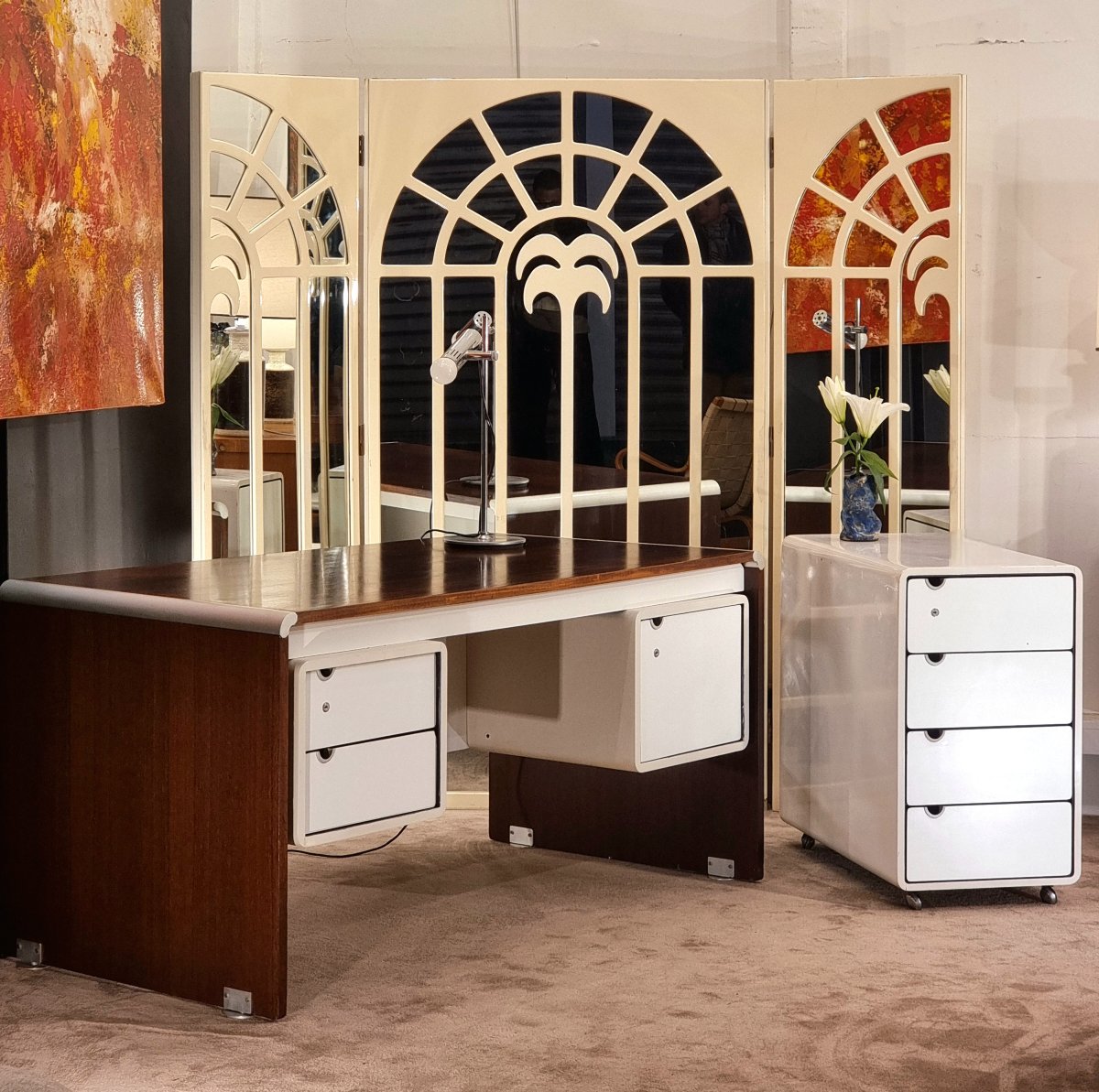 Bureau et caisson AR150 d'Alain Richard pour le Mobilier National 1974