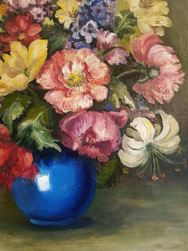 Oil On Canvas - Gwyn Flower - Still Life - 20th-photo-2