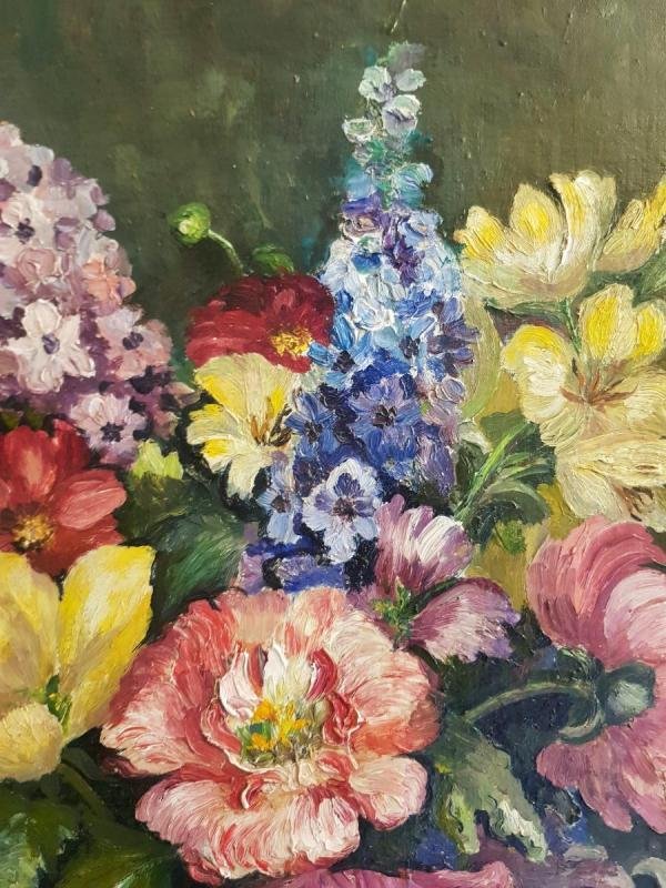 Oil On Canvas - Gwyn Flower - Still Life - 20th-photo-3