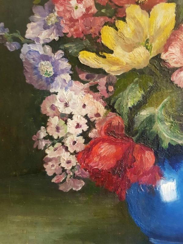 Oil On Canvas - Gwyn Flower - Still Life - 20th-photo-1