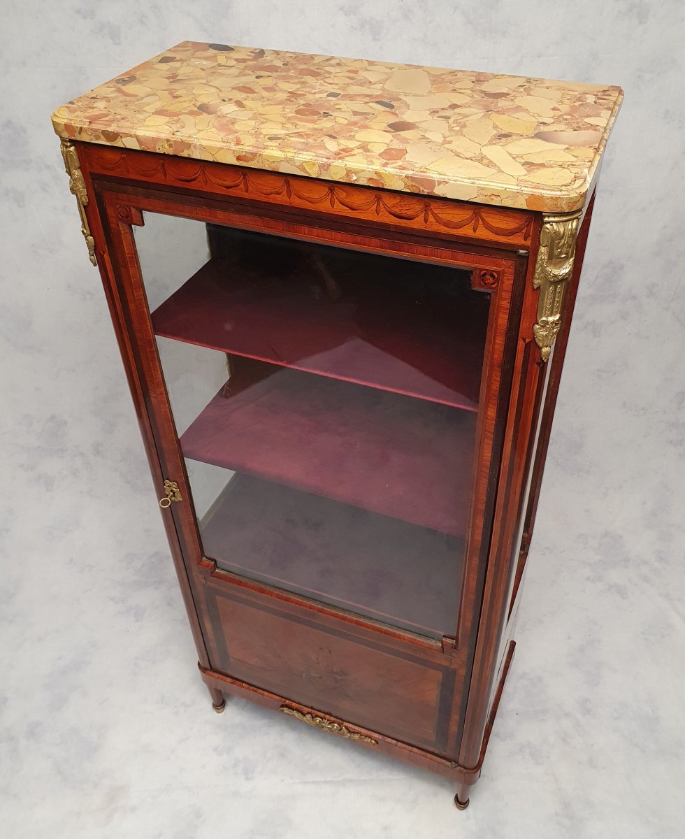 Louis XVI Style Showcase - Marquetry - Amaranth & Rosewood - 19th-photo-2