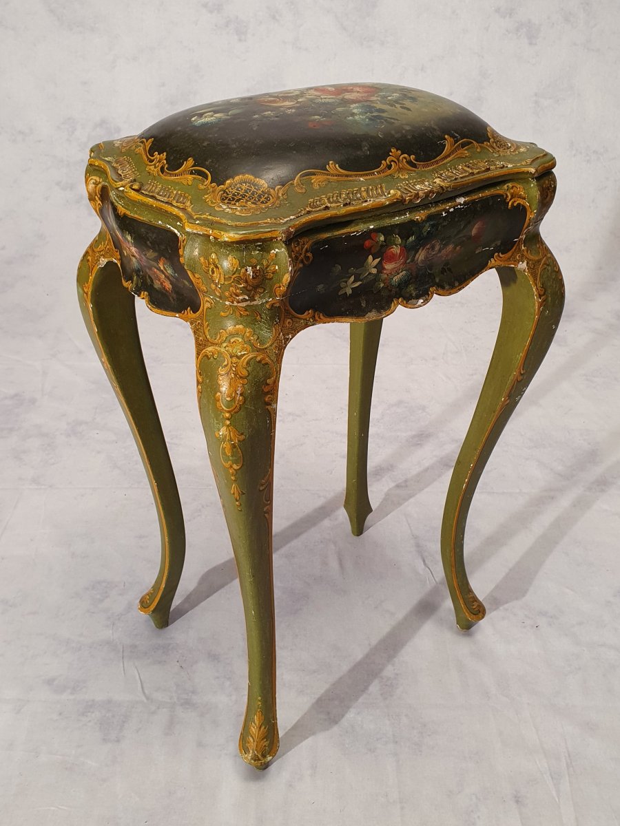 Louis XV Style Box Table - Venetian - Painted Wood - 19th-photo-2