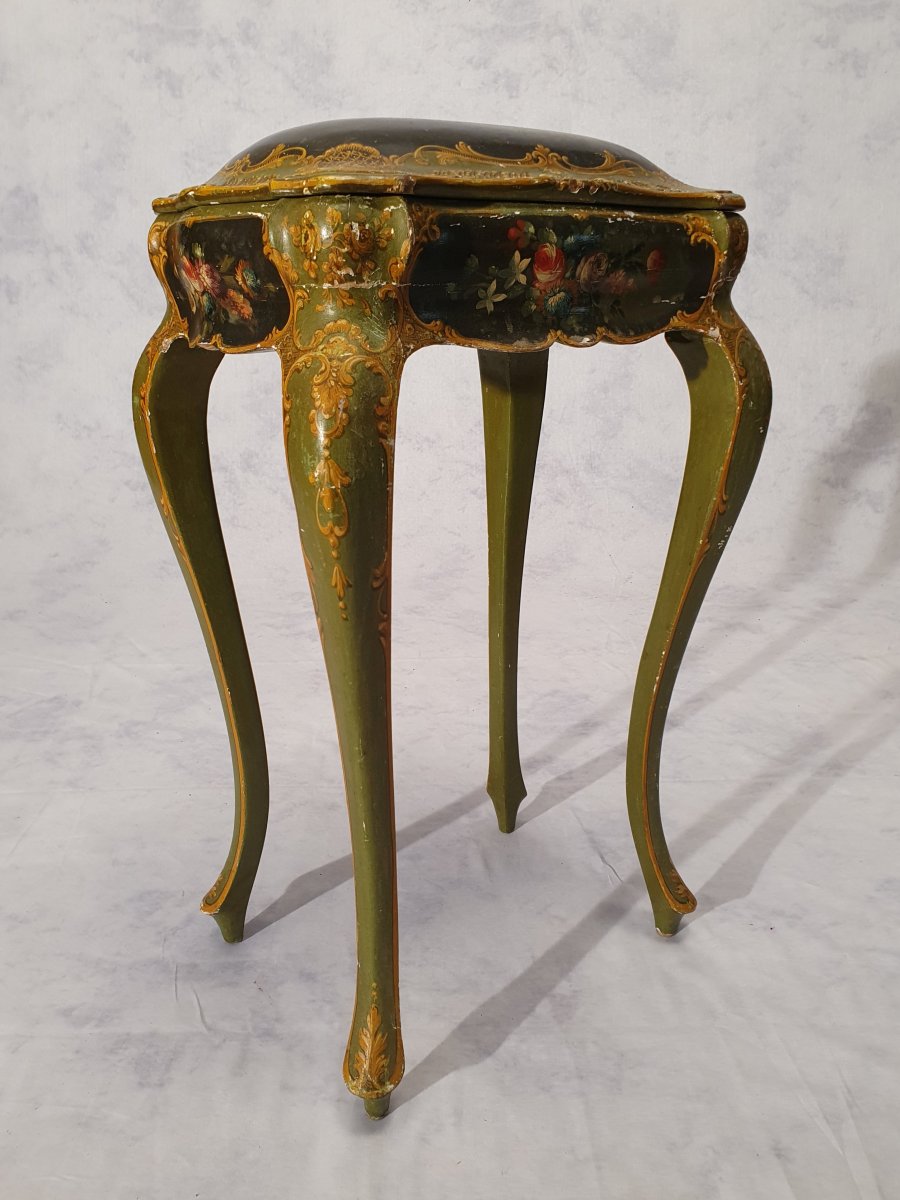 Louis XV Style Box Table - Venetian - Painted Wood - 19th-photo-3