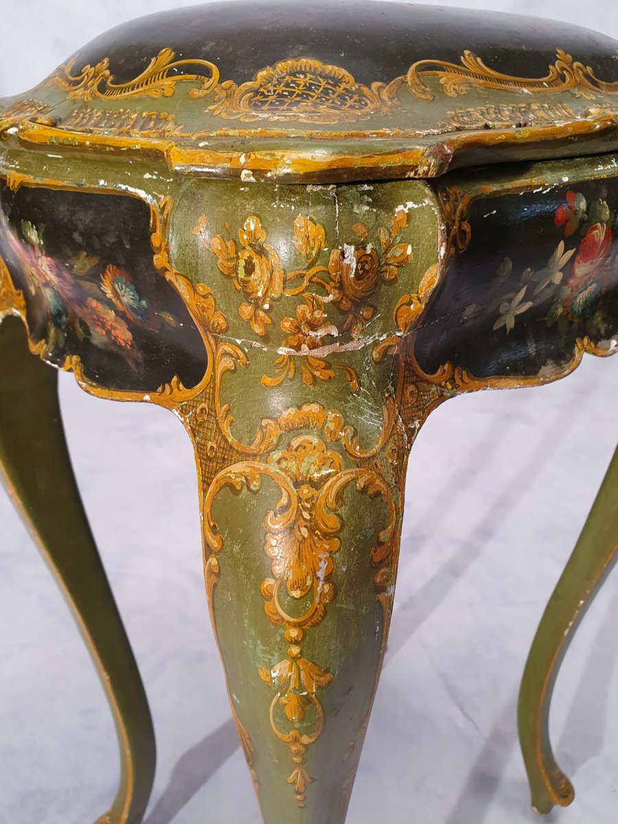 Louis XV Style Box Table - Venetian - Painted Wood - 19th-photo-1