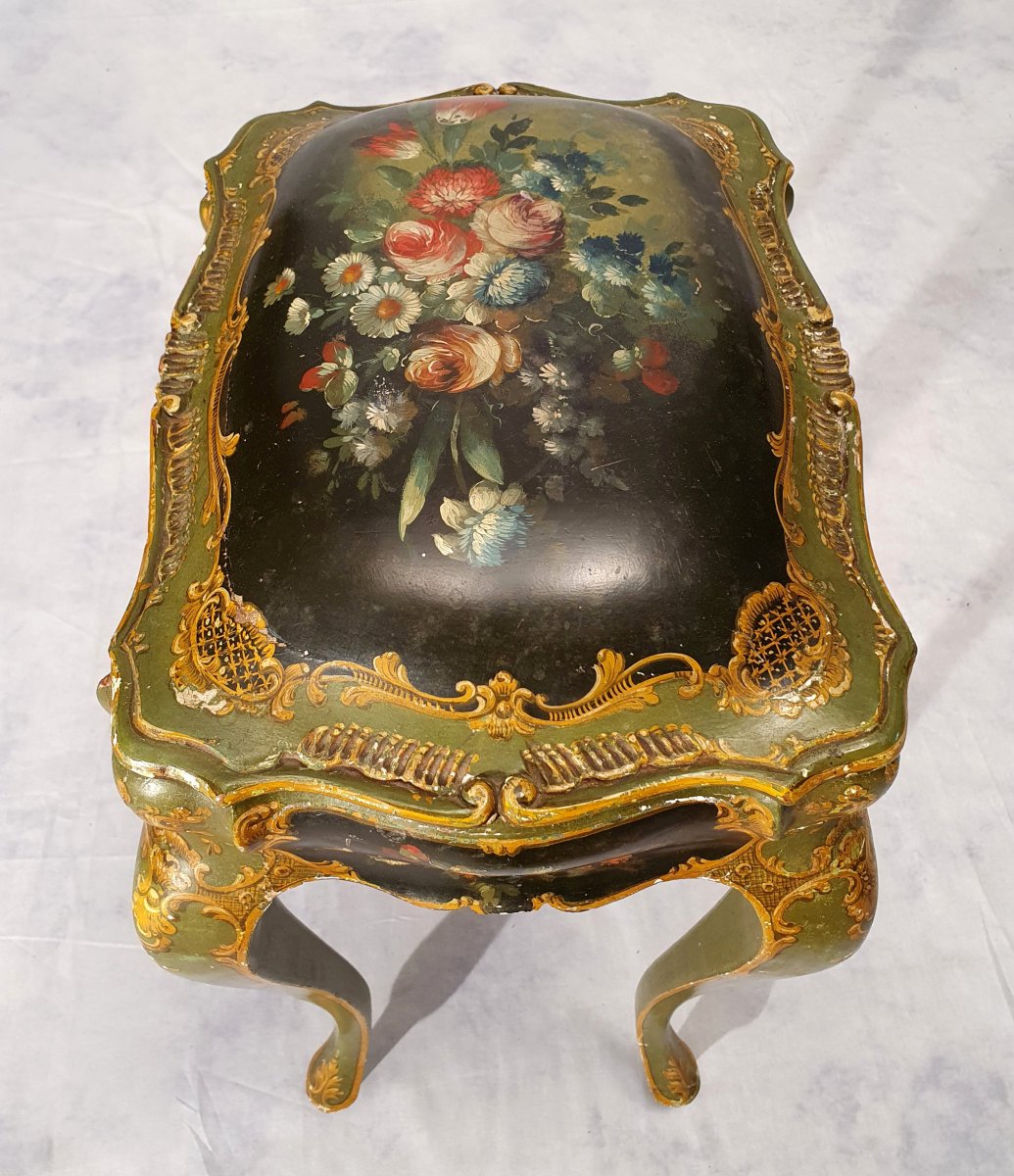Louis XV Style Box Table - Venetian - Painted Wood - 19th-photo-6