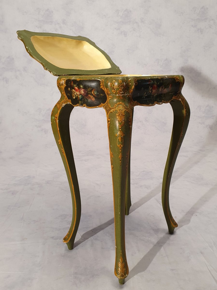 Louis XV Style Box Table - Venetian - Painted Wood - 19th-photo-7