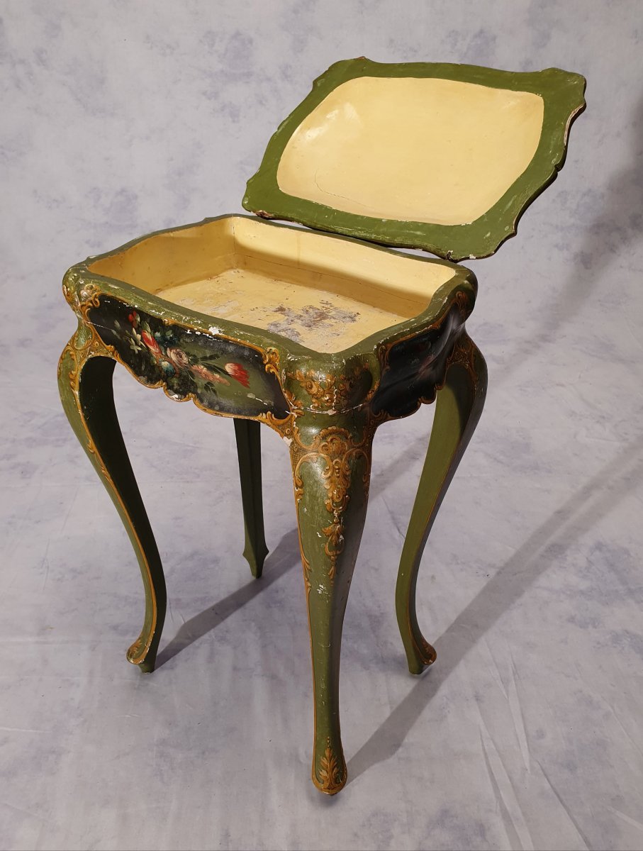 Louis XV Style Box Table - Venetian - Painted Wood - 19th-photo-8
