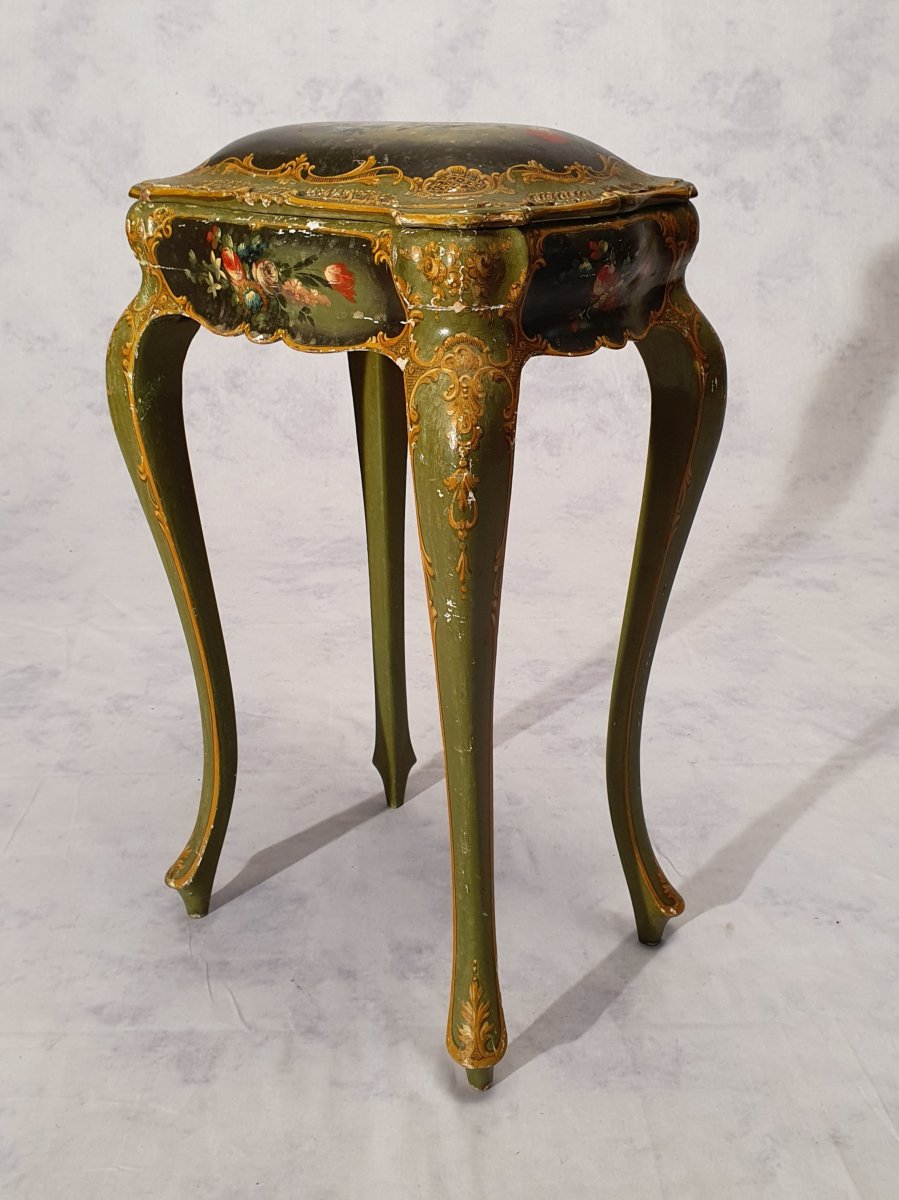 Louis XV Style Box Table - Venetian - Painted Wood - 19th