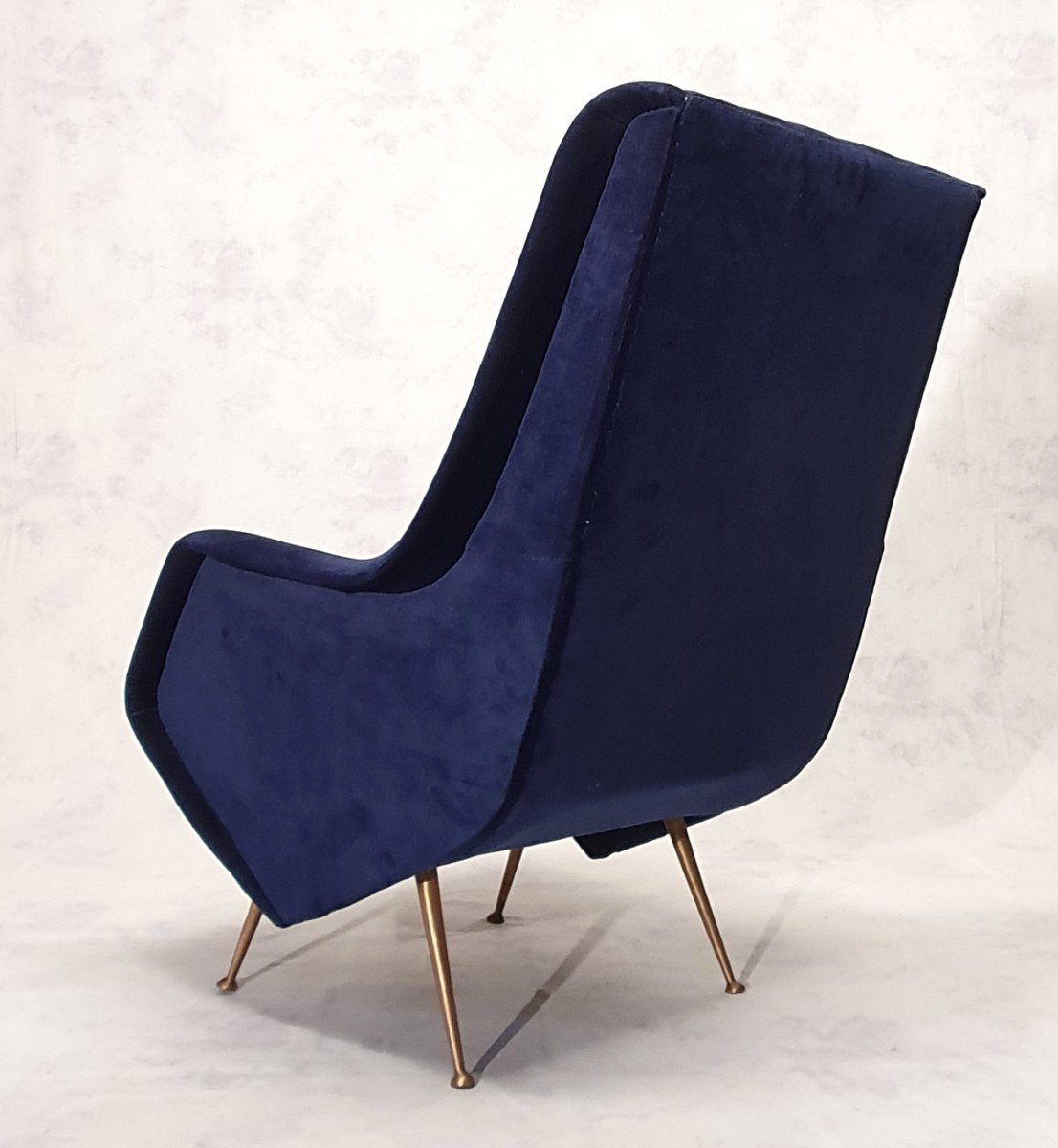 Paire De Fauteuils Italiens - Aldo Morbelli Pour Isa Bergamo - Bleu Nuit - Ca 1950-photo-4