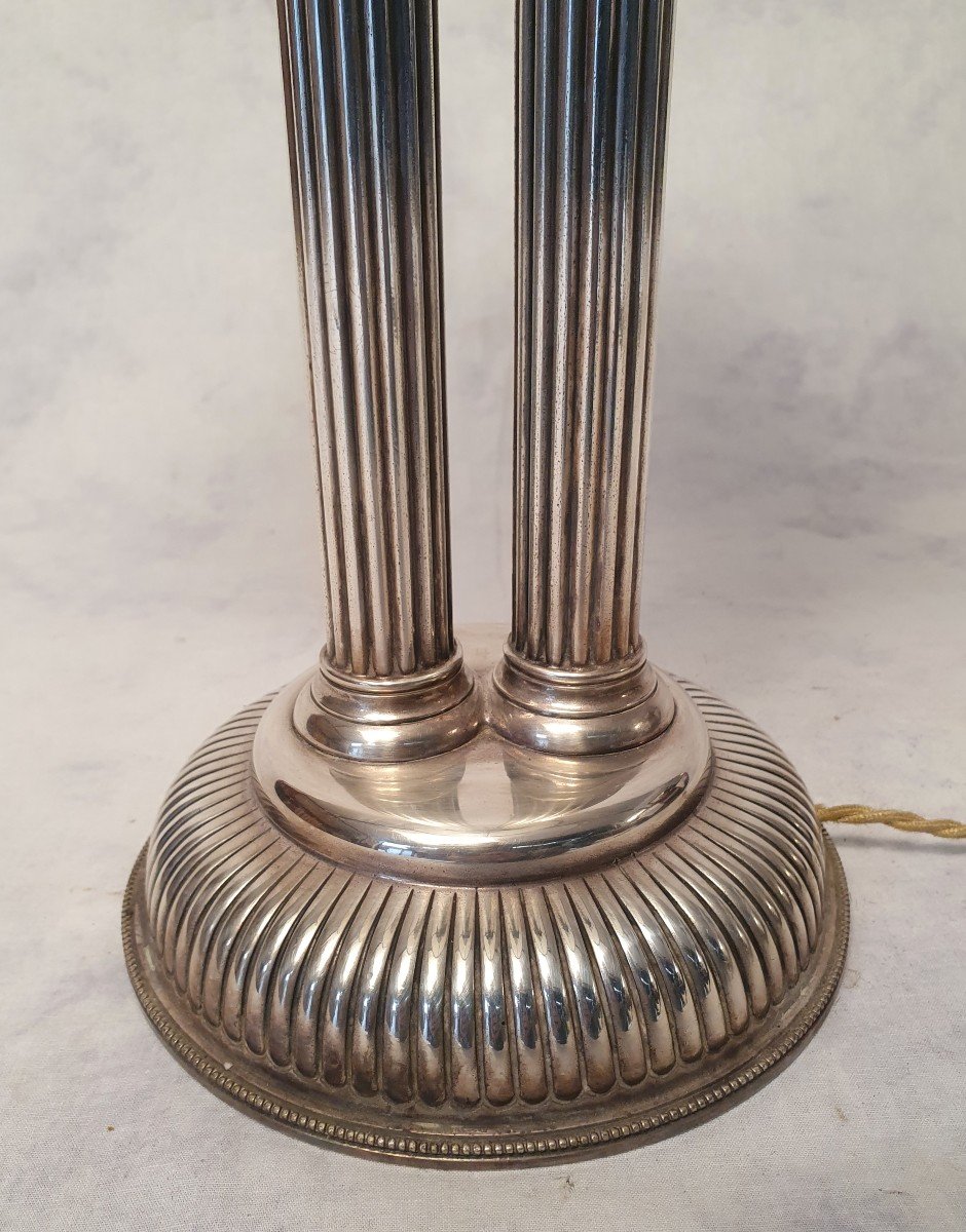 Lampe - Colonne Corinthiennes - Art Déco - Opaline Blanche - Ca 1930-photo-4