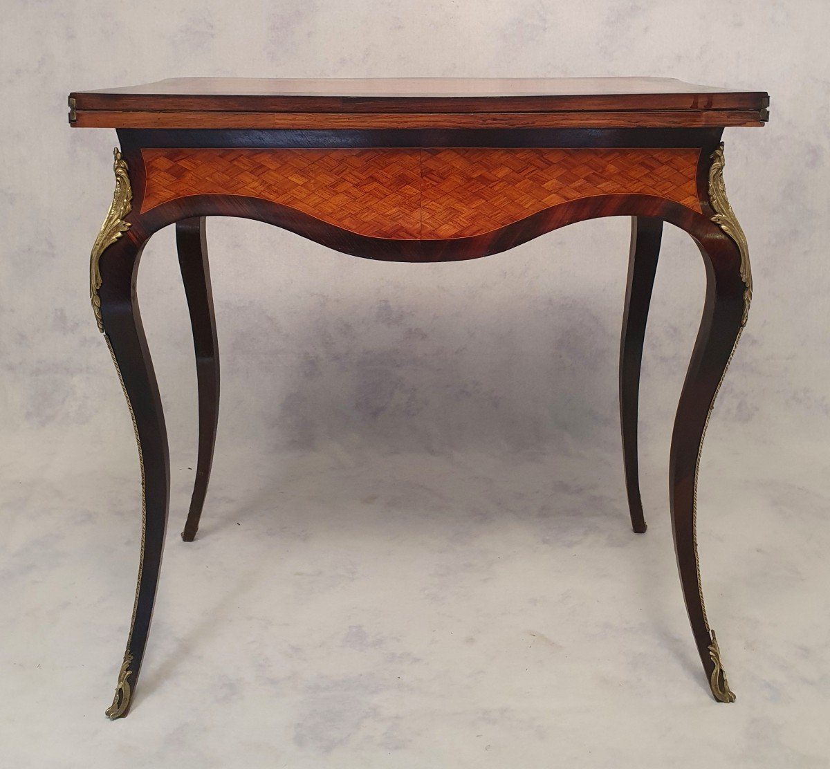 Table à Jeux Louis XV Napoléon III - Marqueterie - Bois De Rose & Palissandre - 19ème-photo-5