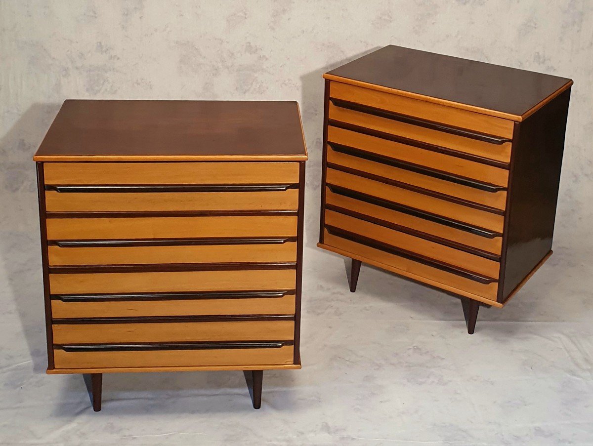 Paire De Commodes Hautes Brésiliennes - Móveis Cimo - Imbuia - Ca 1950-photo-2