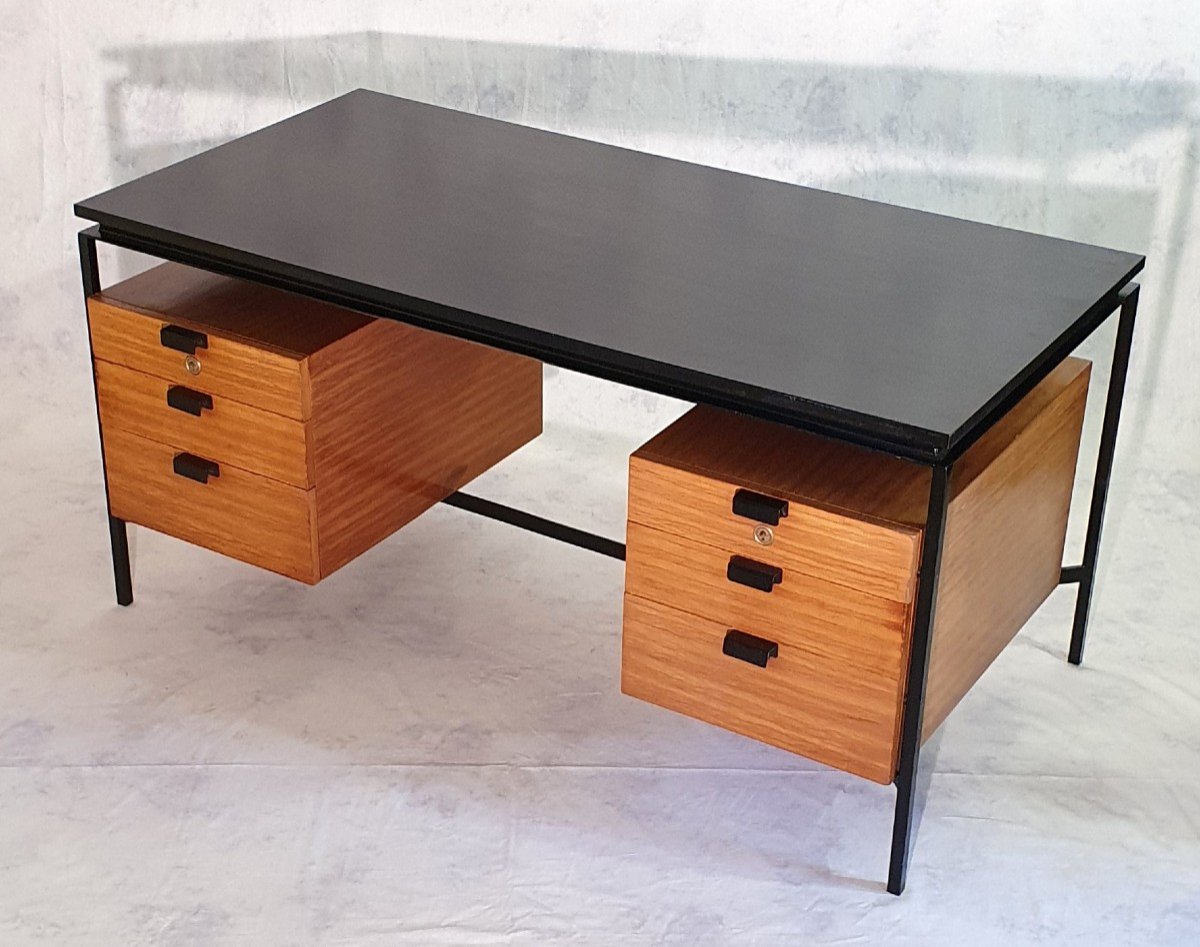 Desk Cm 172 - Pierre Paulin Edition Thonet - Mahogany & Metal - Ca 1955-57-photo-2