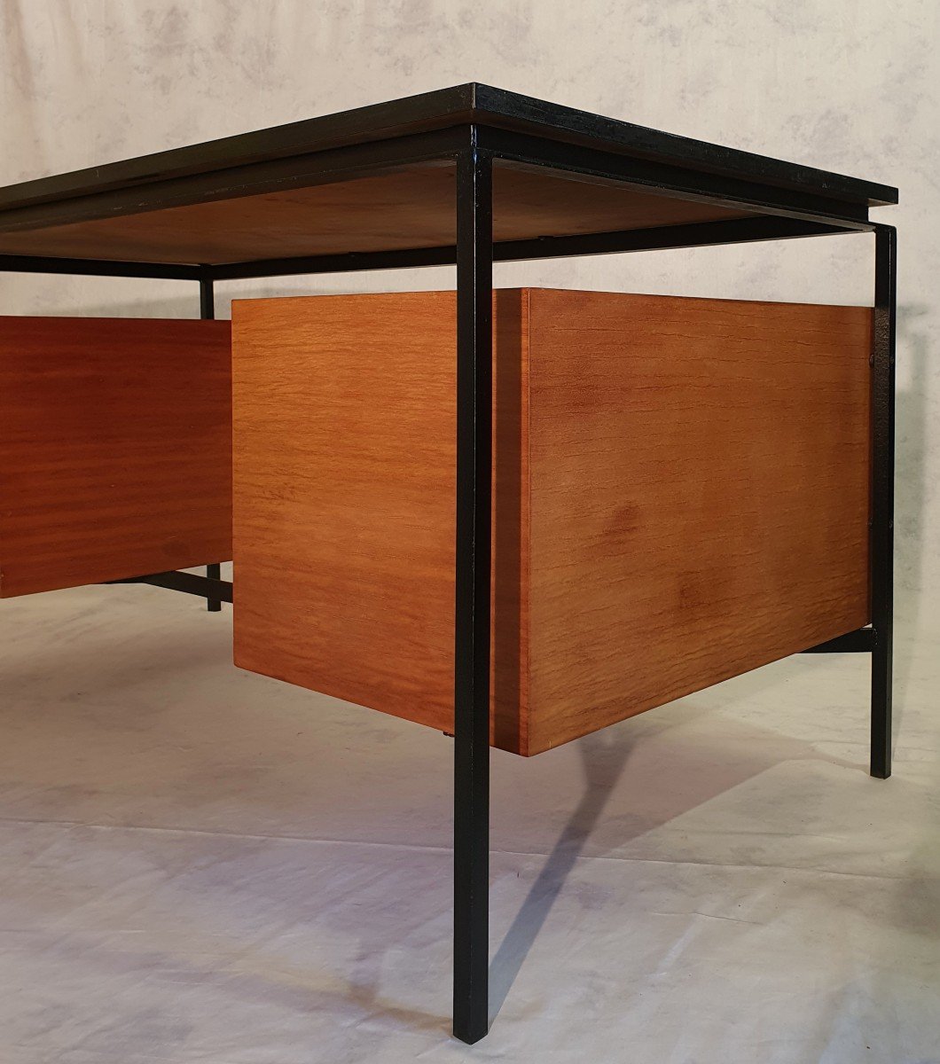 Desk Cm 172 - Pierre Paulin Edition Thonet - Mahogany & Metal - Ca 1955-57-photo-2