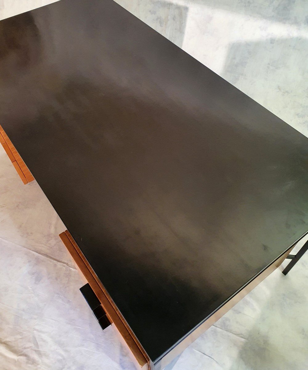 Desk Cm 172 - Pierre Paulin Edition Thonet - Mahogany & Metal - Ca 1955-57-photo-5