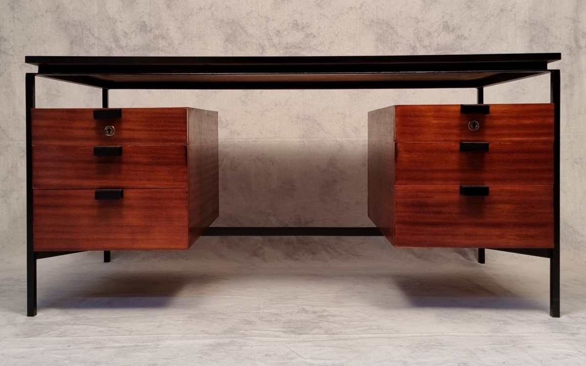 Desk Cm 172 - Pierre Paulin Edition Thonet - Mahogany & Metal - Ca 1955-57-photo-3