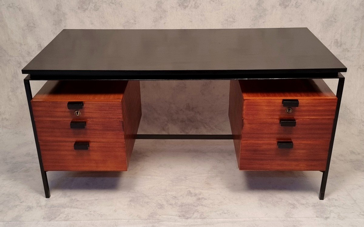 Desk Cm 172 - Pierre Paulin Edition Thonet - Mahogany & Metal - Ca 1955-57-photo-1
