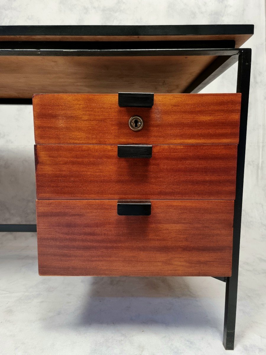 Desk Cm 172 - Pierre Paulin Edition Thonet - Mahogany & Metal - Ca 1955-57-photo-5