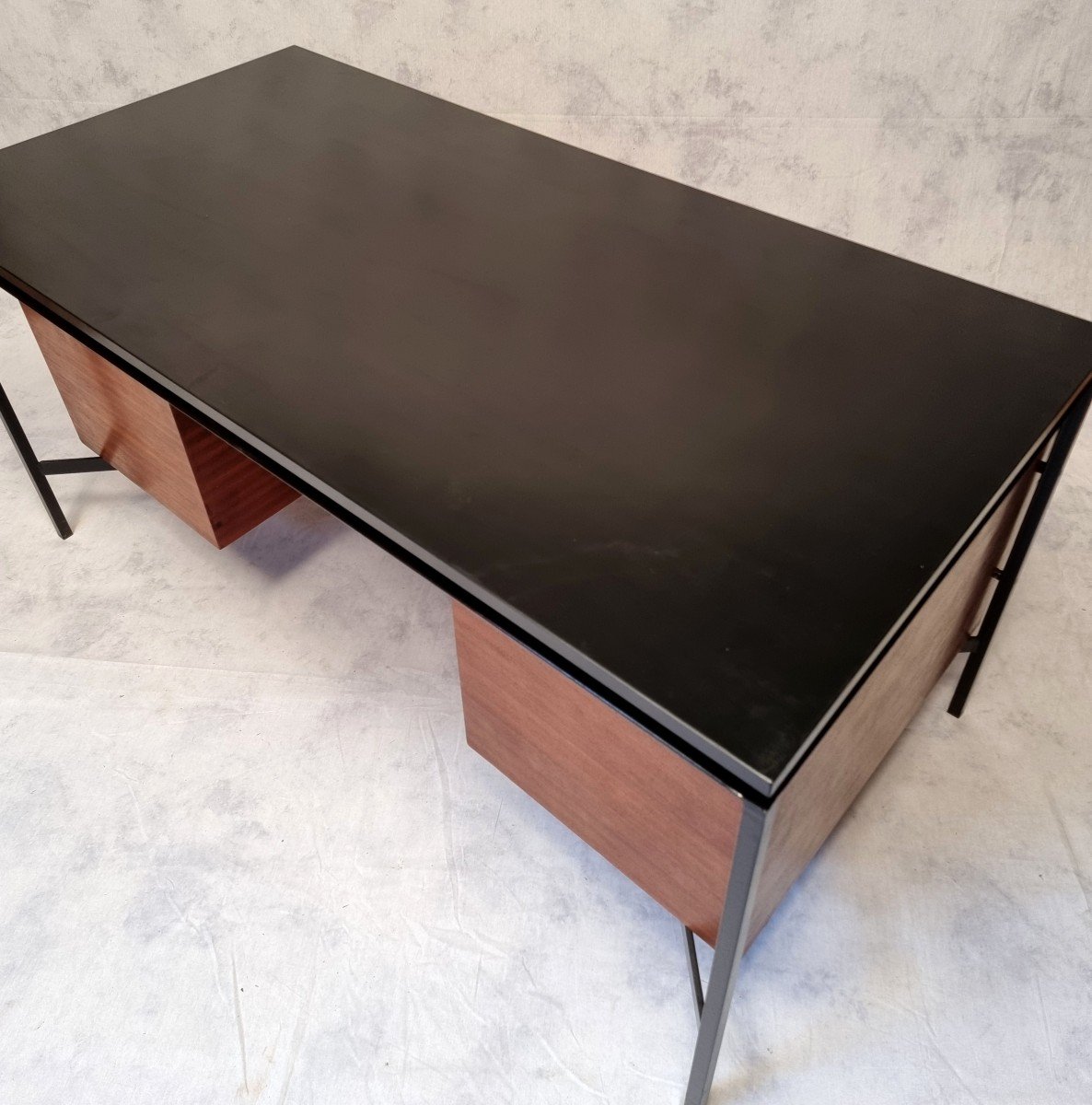 Desk Cm 172 - Pierre Paulin Edition Thonet - Mahogany & Metal - Ca 1955-57-photo-10