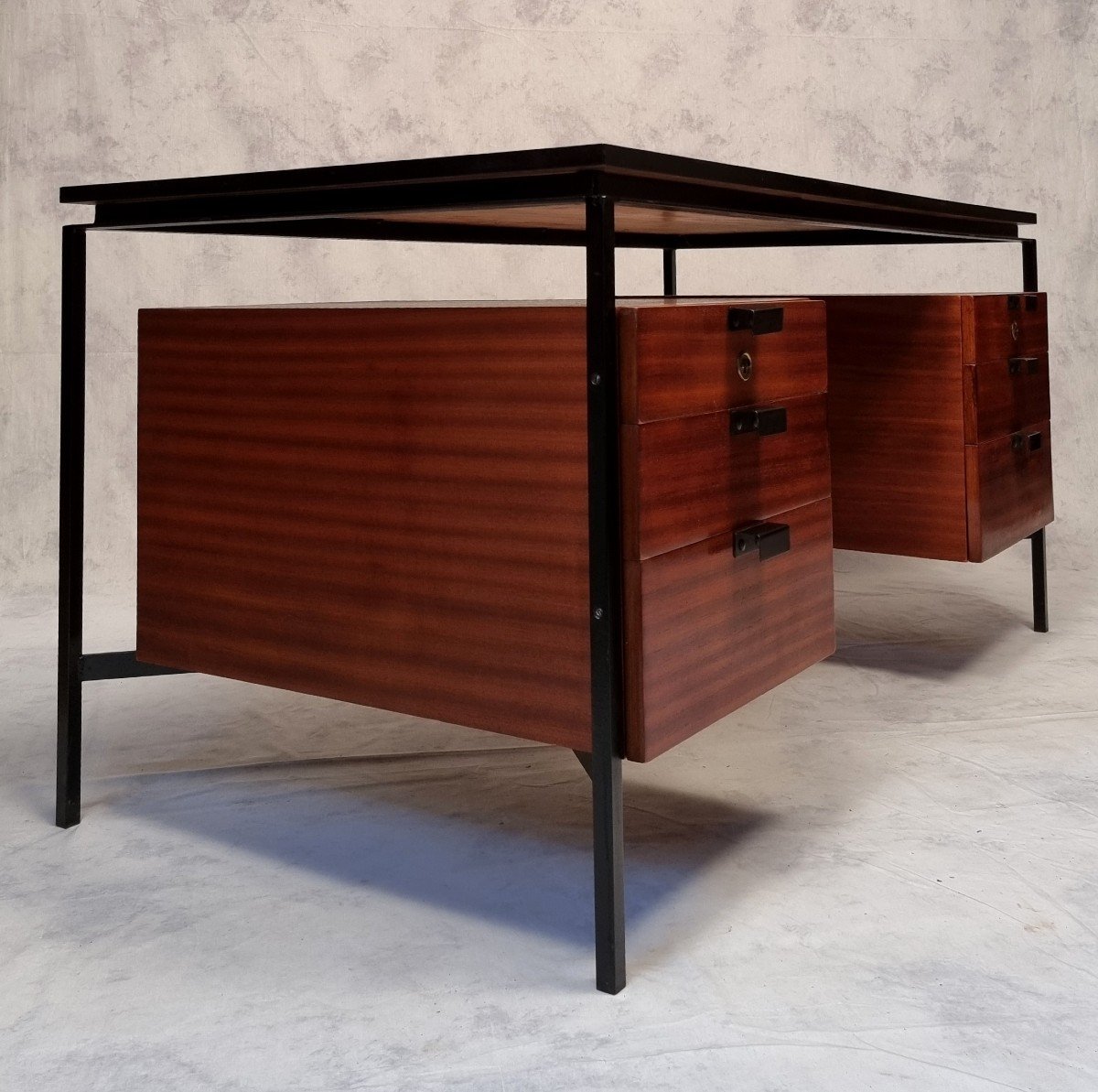 Desk Cm 172 - Pierre Paulin Edition Thonet - Mahogany & Metal - Ca 1955-57-photo-11