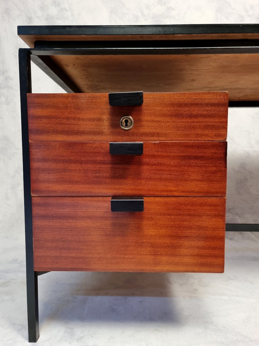 Desk Cm 172 - Pierre Paulin Edition Thonet - Mahogany & Metal - Ca 1955-57-photo-12