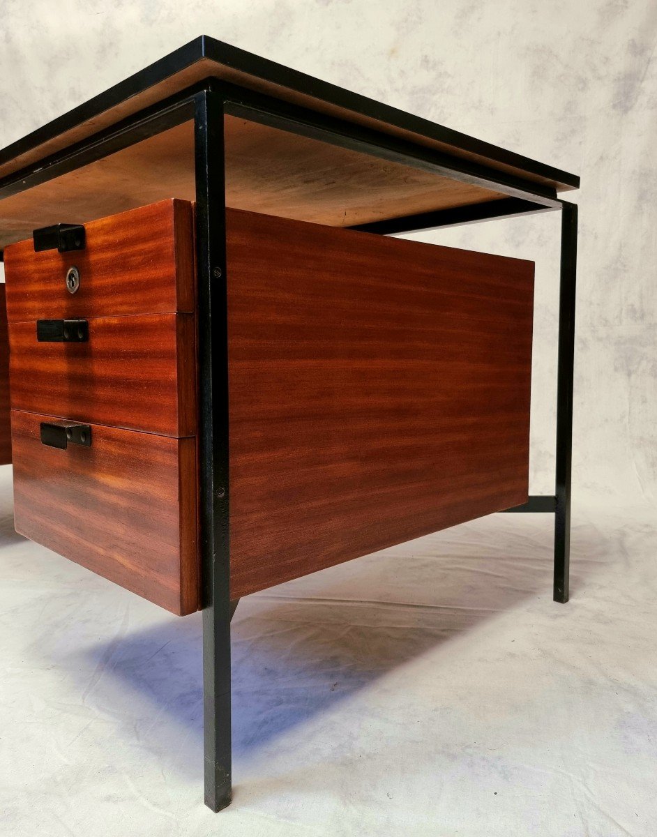 Desk Cm 172 - Pierre Paulin Edition Thonet - Mahogany & Metal - Ca 1955-57-photo-13