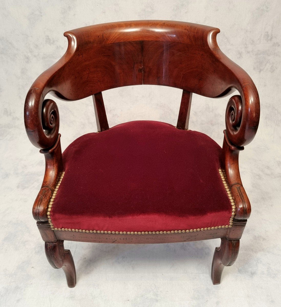 Fauteuil De Bureau Époque Restauration - Acajou De Cuba - 19ème-photo-2