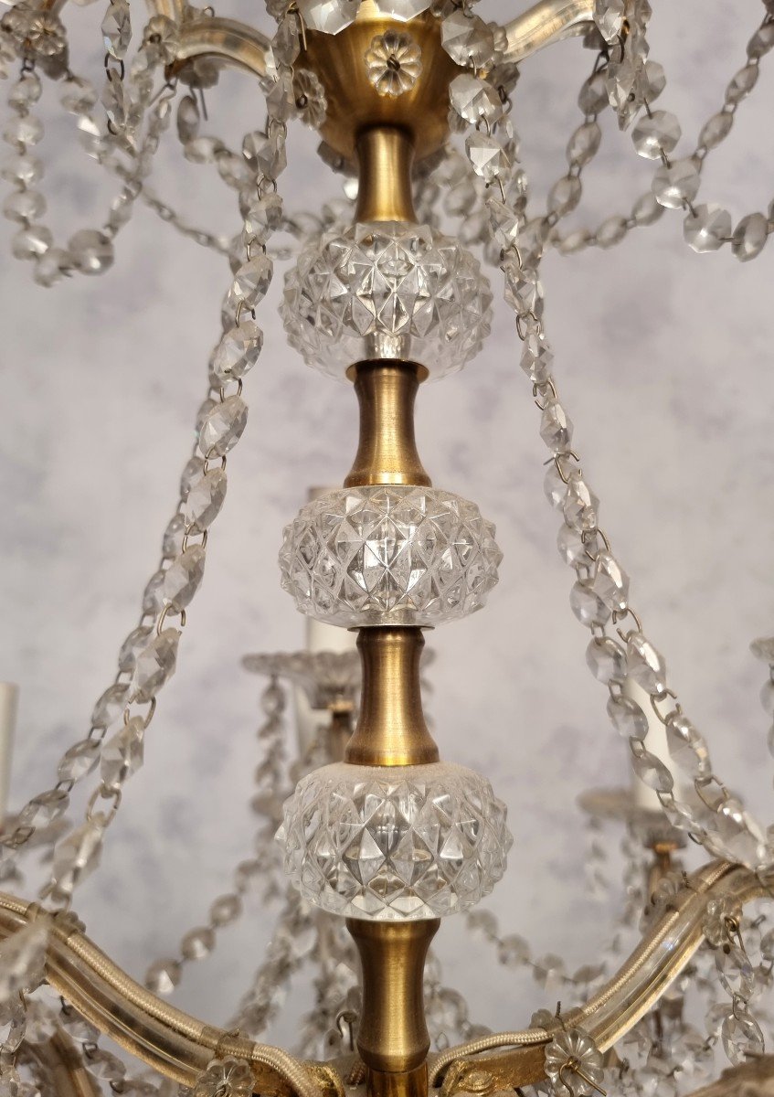 Lustre Corbeille Swarovski - 15 Bras de lumière - Bronze & Cristal - 20ème-photo-5