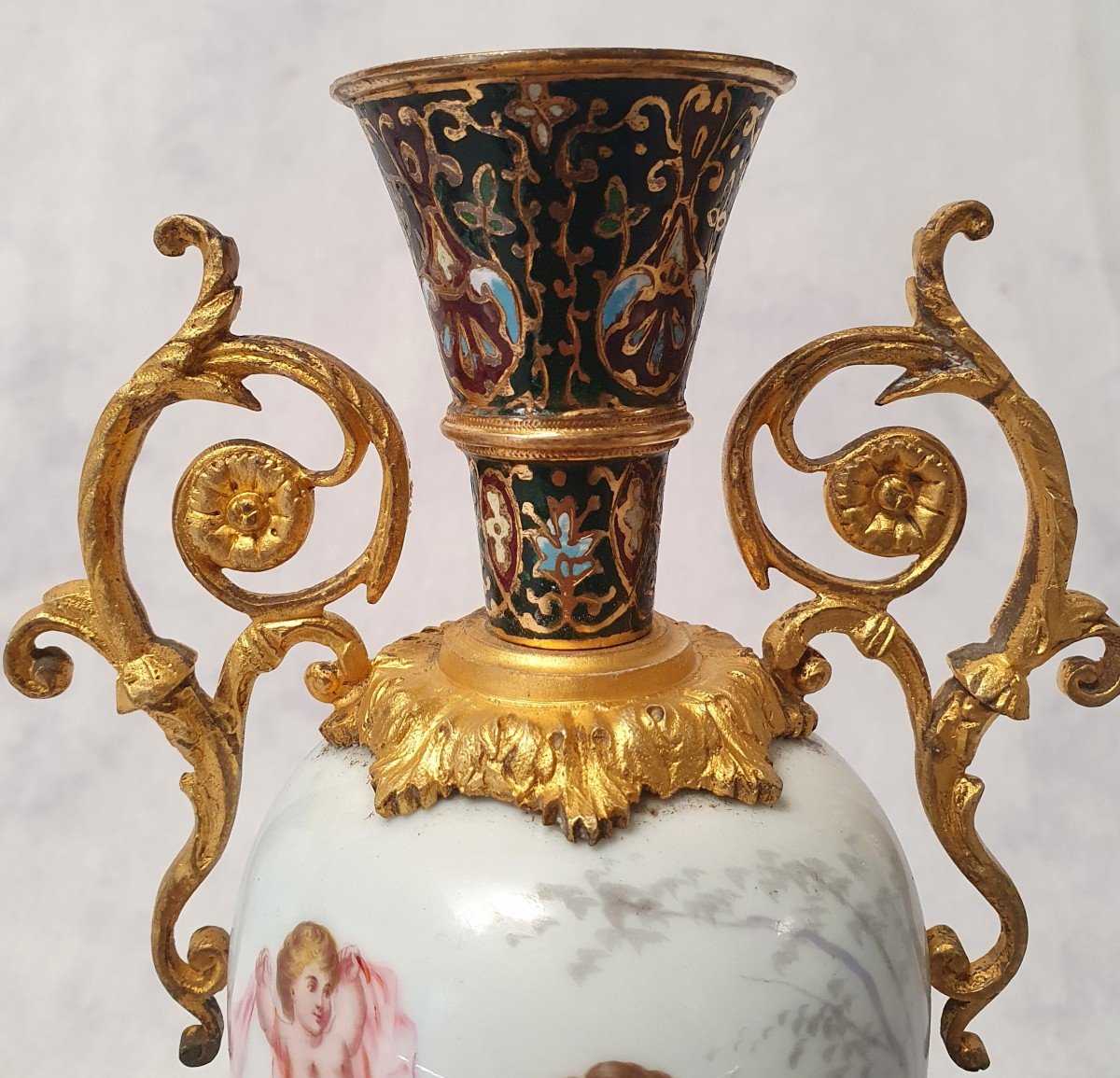 Paire De Vases Signés Sylvi – Porcelaine De Sèvres & Bronze Doré – 19ème-photo-5