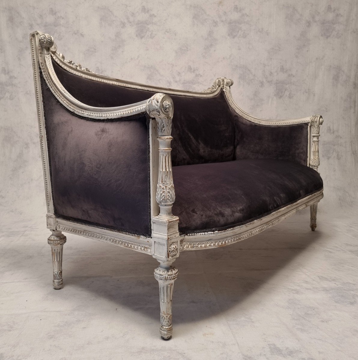 Louis XVI Style Sofa - Rich Sculpture - Patinated Wood - 19th-photo-4